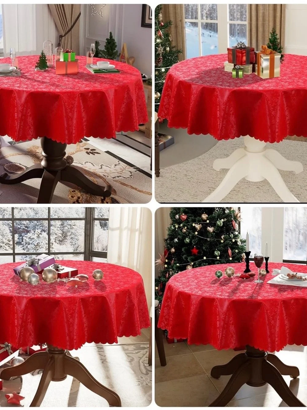 Red Holiday Lace Round Tablecloth - Home Dining.  Compare to $40 on Amazon